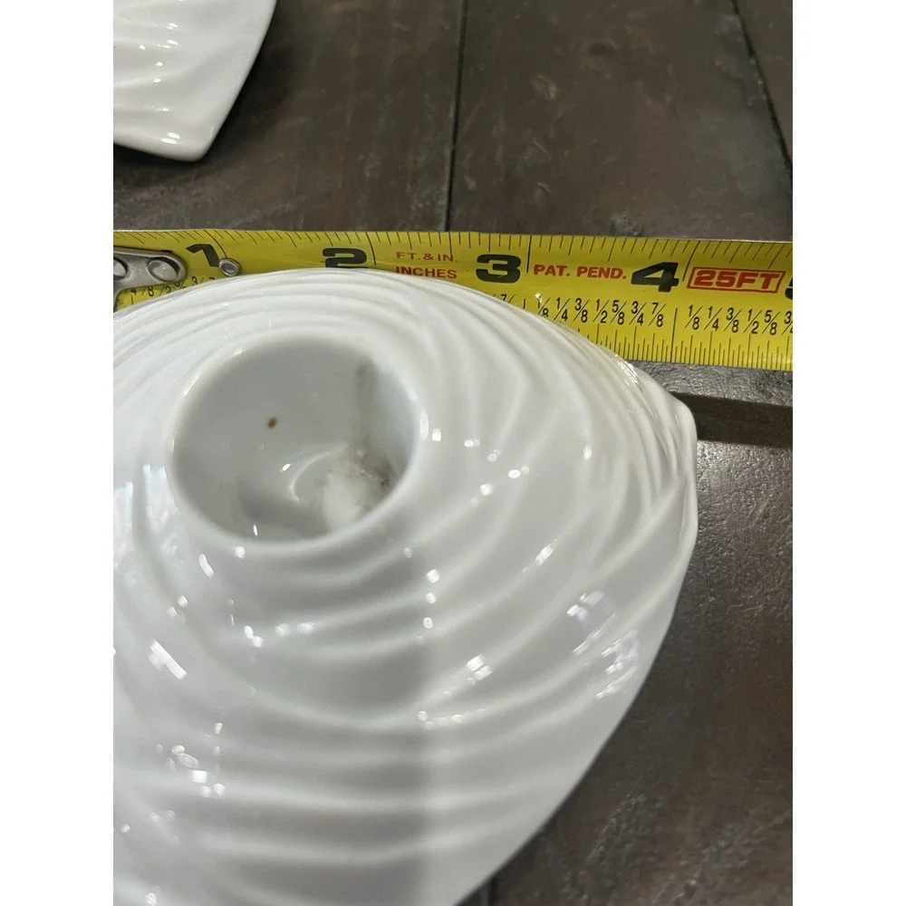Vtg Naaman Candlestick Holder Nest Design‎ Triangle Ceramic White Israel